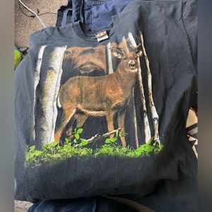 Vintage 90’s T-Shirt Men's 3XL Black White Tail Deer Buck Hunting Grizzley Bear
